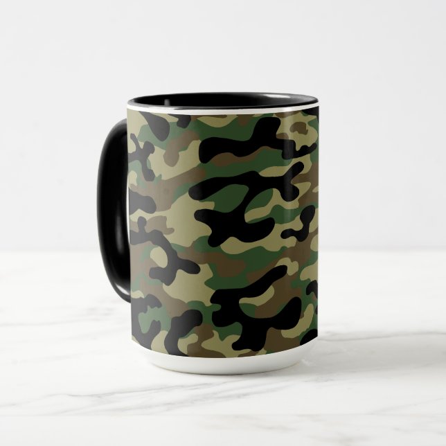 Woodland Khaki Camouflage Pattern  Mug (Front Left)