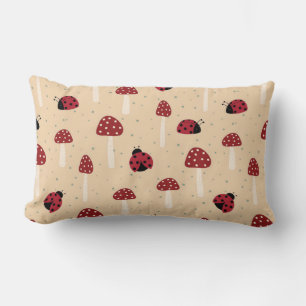 🐞 Woodland Ladybugs & Mushrooms Home Decor 🐞 Lumbar Pillow