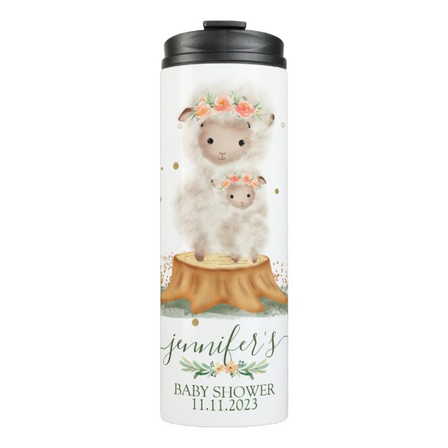 Woodland Lamb Sheep Family Baby Girl Thermal Tumbler