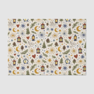 Woodland Lantern Winter Folk Pattern Tissue Paper