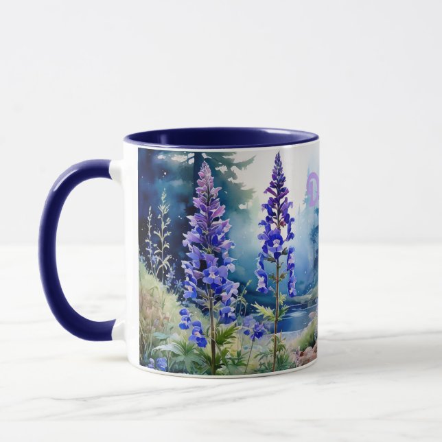Woodland Larkspur. Personalized Larkspur, Larkspur Mug (Left)