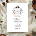 Woodland Laurel Crest QR Code RSVP Wedding Invitation<br><div class="desc">Wedding invite featuring a whimsical forest woodland themed crest customizable with the initials of couple. The QR code on the reverse directs to your wedding site where people can learn more and rsvp.</div>