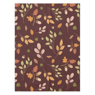Woodland Leaves Autumn Theme Neutral Dark Tablecloth