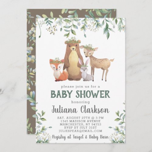 Woodland Leaves Baby Shower Invitation