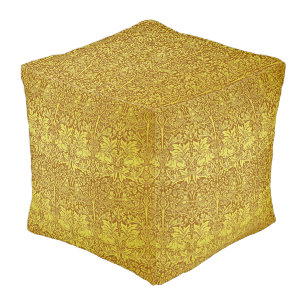 Woodland Leaves Gold Rabbit William Morris Pattern Pouf