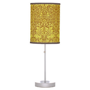 Woodland Leaves Gold Rabbit William Morris Pattern Table Lamp