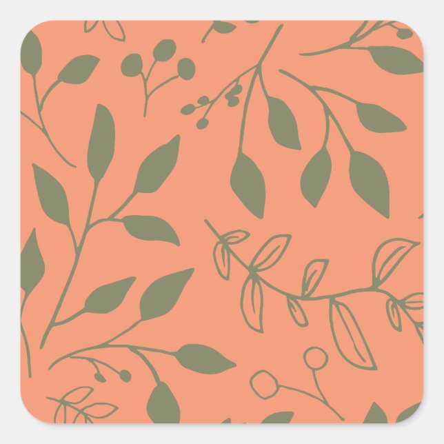 Woodland Leaves Pattern Square Sticker (Front)