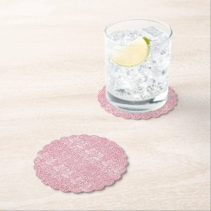 Woodland Leaves Pink Rabbit William Morris Pattern Paper Coaster