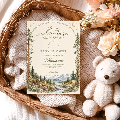 Woodland Let the Adventure Begin Baby Shower Invitation