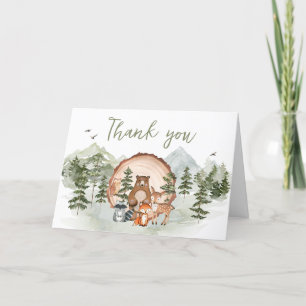 Woodland Let the Adventure Begin Baby Shower Letterpress Thank You Card