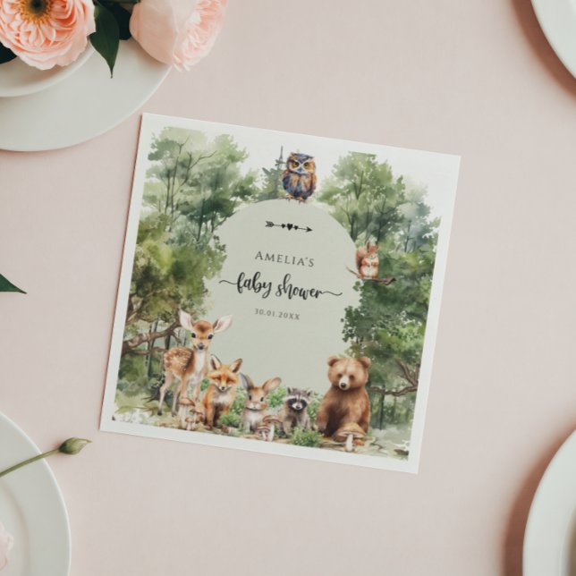 Woodland Let the Adventure Begin Baby Shower  Napkins (Creator Uploaded)