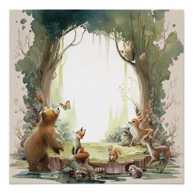 Woodland Let the Adventure Begin Baby Shower   Poster (Front)