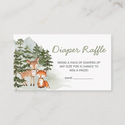 Woodland Let the Adventure Begin Diaper Raffle Enclosure Card