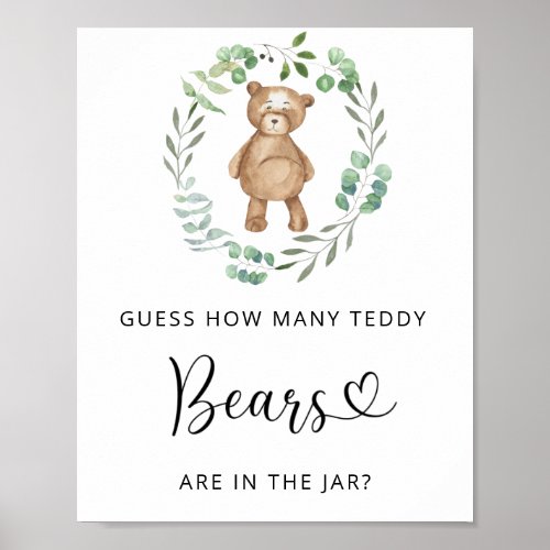 Woodland little bear guess how many teddy bears po poster