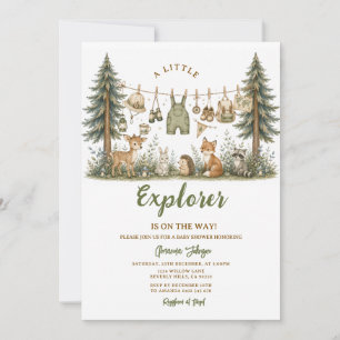 Woodland Little Explorer Is on the Way Baby Shower Invitation