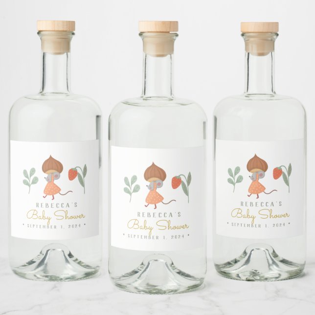 Woodland Little mause  Favor Bag Liquor Bottle Label (Bottles)