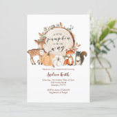 Woodland Little Pumpkin is on the Way Baby Shower  Invitation (Standing Front)