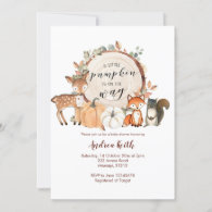 Woodland Little Pumpkin is on the Way Baby Shower  Invitation