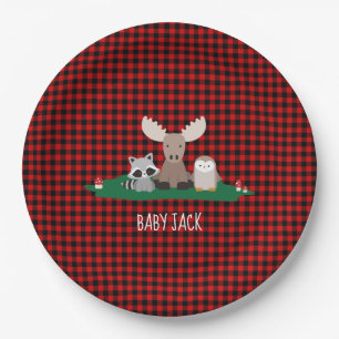 Woodland Lumberjack Baby Shower Animal Rustic Paper Plates