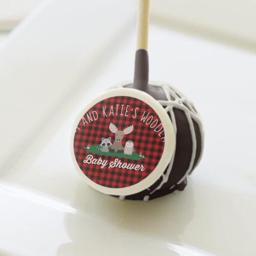 Woodland Lumberjack Baby Shower Animals Red Plaid Cake Pops