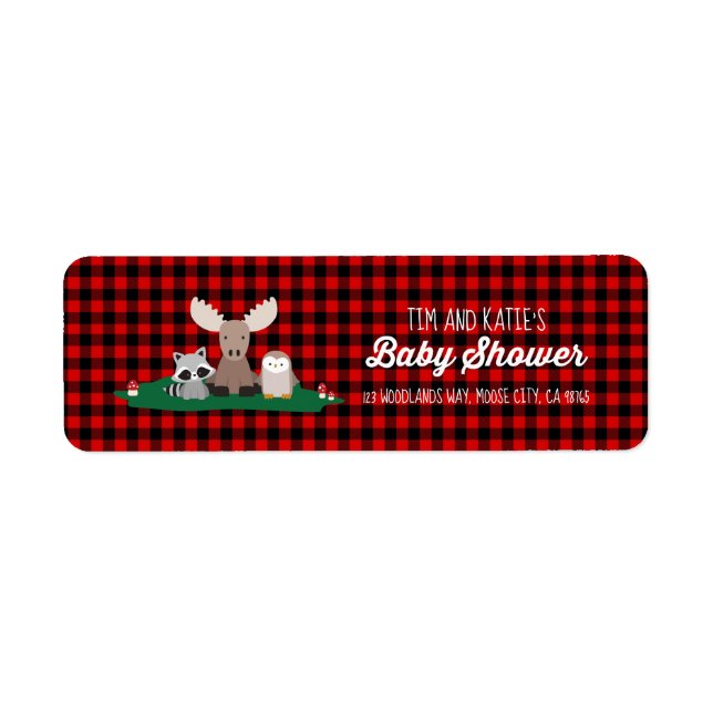 Woodland Lumberjack Baby Shower Animals Rustic Label (Front)