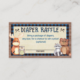 Woodland Lumberjack Baby Shower Diaper Raffle Card