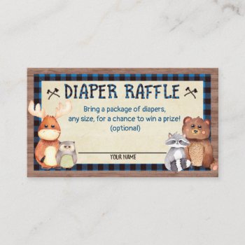 Woodland Lumberjack Baby Shower Diaper Raffle Card by YourMainEvent at Zazzle