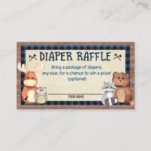 Woodland Lumberjack Baby Shower Diaper Raffle Card