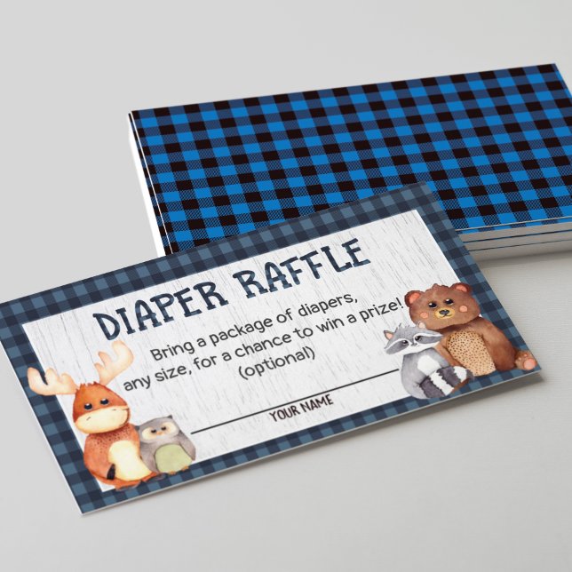 Woodland Lumberjack Baby Shower Diaper Raffle Card