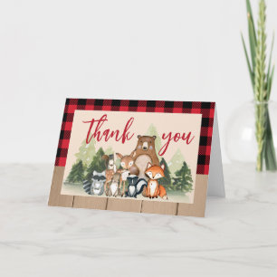 Woodland Lumberjack Baby Shower Letterpress Thank You Card