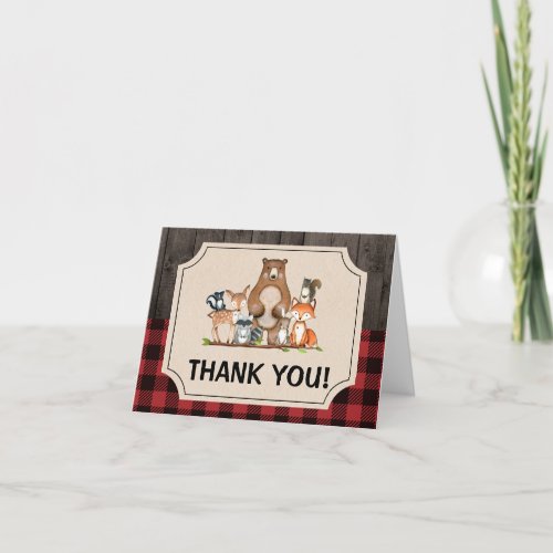 Woodland Lumberjack Baby Shower Thank You Card 