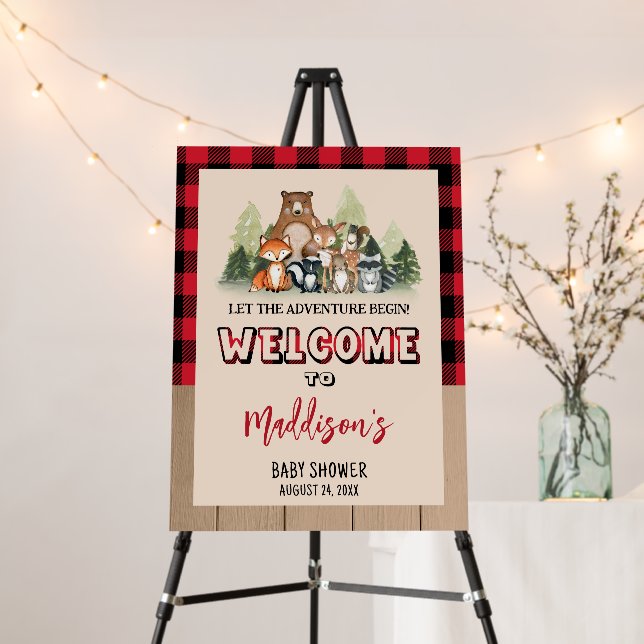 Woodland Lumberjack Baby Shower Welcome Sign (In Situ (Stand))