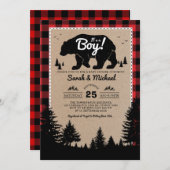 Woodland Lumberjack Bear Adventure Baby Shower Invitation (Front/Back)