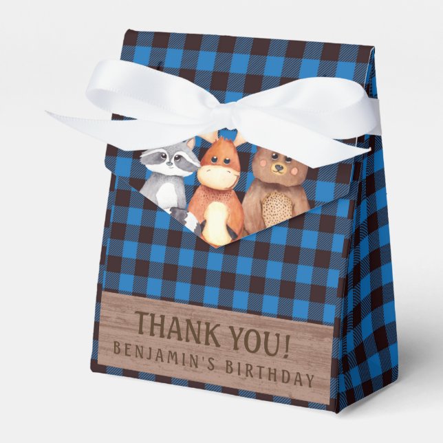 Woodland Lumberjack Birthday Party Favor Boxes (Front Side)