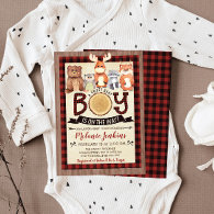 Woodland Lumberjack Boy Baby Shower Invitation