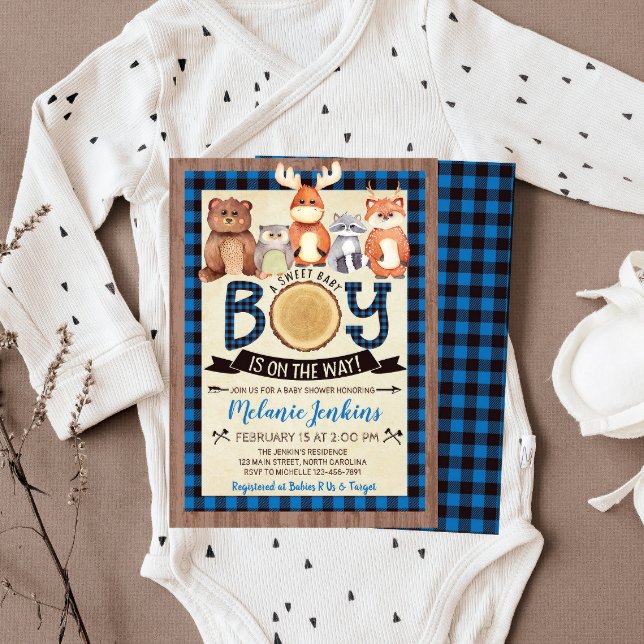 Woodland Lumberjack Boy Baby Shower Invitation