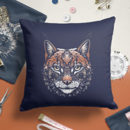 Woodland Lynx Nursery Throw Pillow | Kids Print