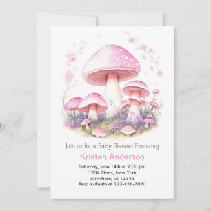 Woodland Magic Adventure Mushroom Girl Baby Shower Invitation