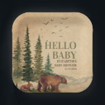 Woodland Mama Bear & Cub Baby Shower Paper Plates<br><div class="desc">Beautiful mama bear and her cub woodland baby shower paper plates.</div>