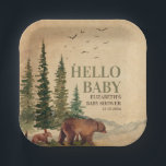 Woodland Mama Bear & Cub Baby Shower Paper Plates<br><div class="desc">Beautiful mama bear and her cub woodland baby shower paper plates.</div>