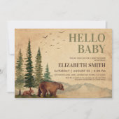 Woodland Mama Bear & Her Cub Baby Shower Invitation (Front)