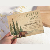 Woodland Mama Bear & Her Cub Baby Shower Invitation