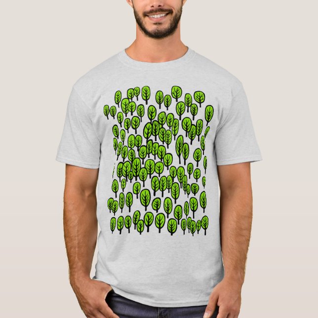 Woodland Map - Green trees T-Shirt (Front)
