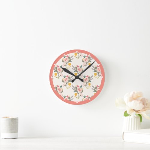 Woodland Meadow Floral Round Clock