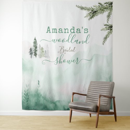 Woodland Meadow Mist Mint Bridal Shower  Tapestry