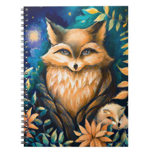 Woodland midnight FOX _ magical kids school Notebook