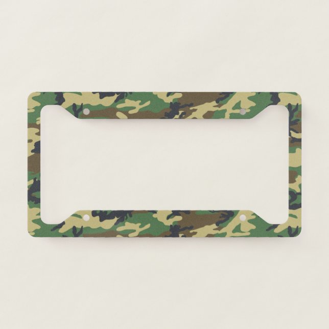 Woodland Militairy Camo Print License Plate Frame (Front)