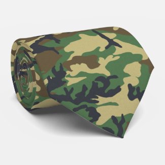 Woodland Militairy Camo Print Neck Tie