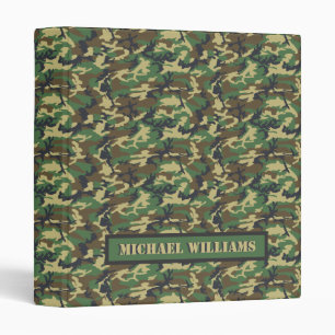 Woodland Militairy Camo Print - Personalized 3 Ring Binder