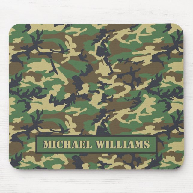 Woodland Militairy Camo Print - Personalized Mouse Pad (Front)